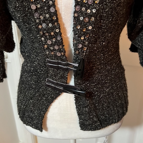 BKE SIZE SM Cardigan with two button front and sequins three-quarter sleeve - Picture 3 of 4